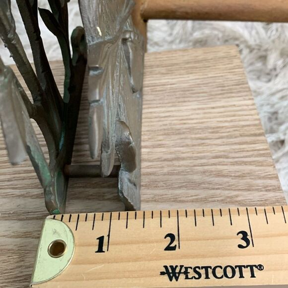 Vintage Distressed Tarnished Cast Metal Brass Panda with Bamboo Letter Holder - Picture 16 of 17